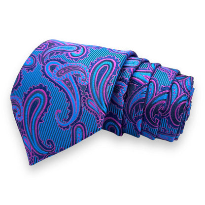 Blue And Pink Paisley Tie Combo