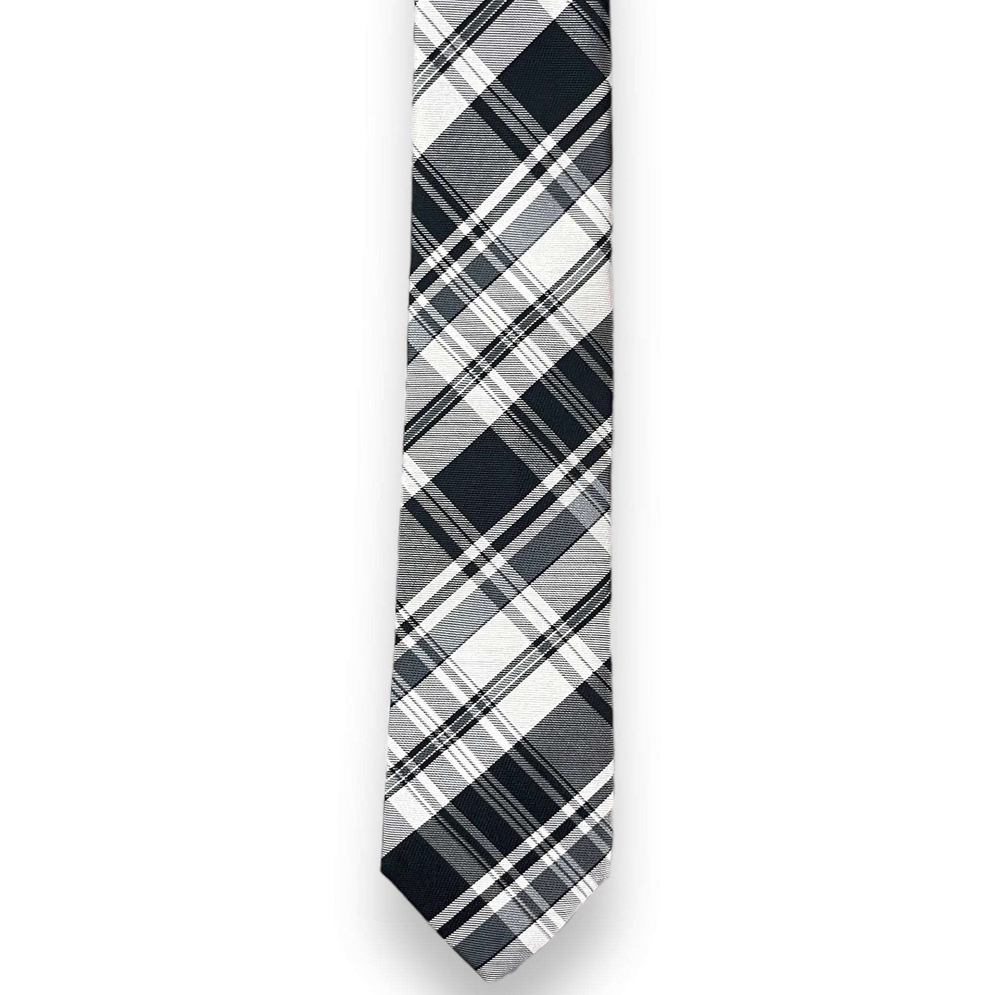 Grey And White Plaid Tie