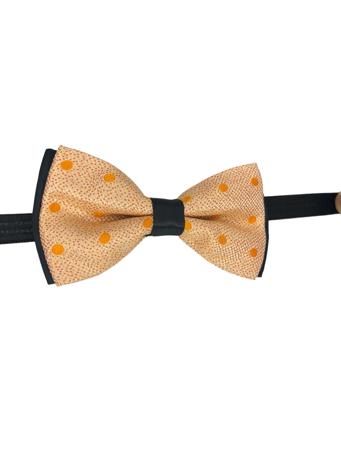 Peach Polka Dot Double Layered Bowtie