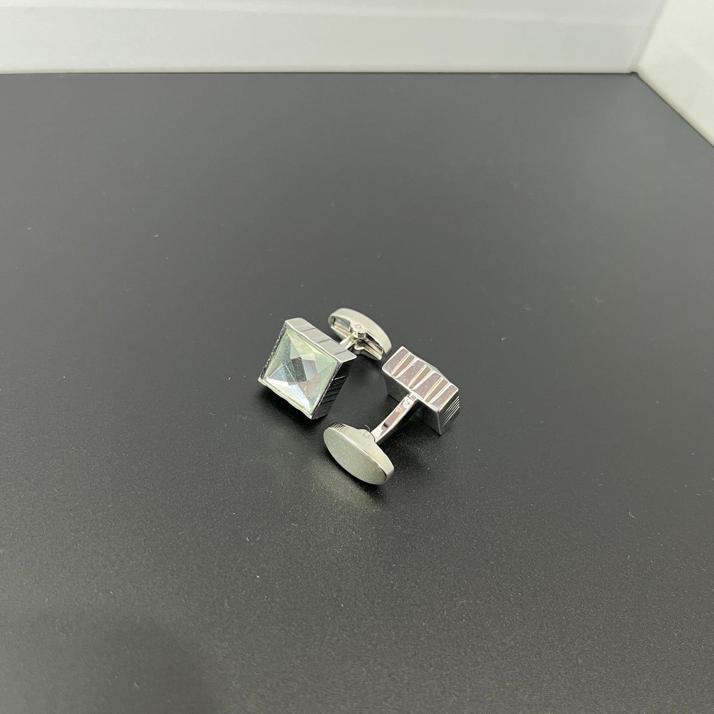 Laser Cut Clear Stone Cufflinks