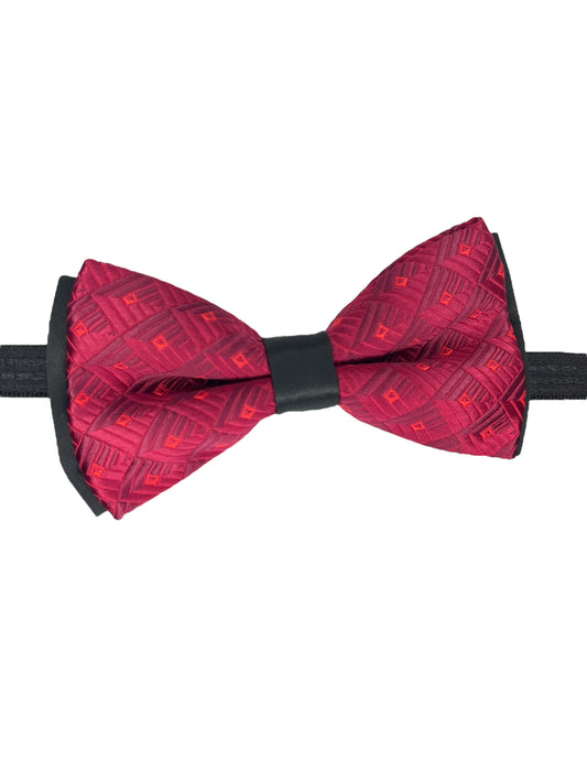 Burgundy Geometric Double Layered Bow tie