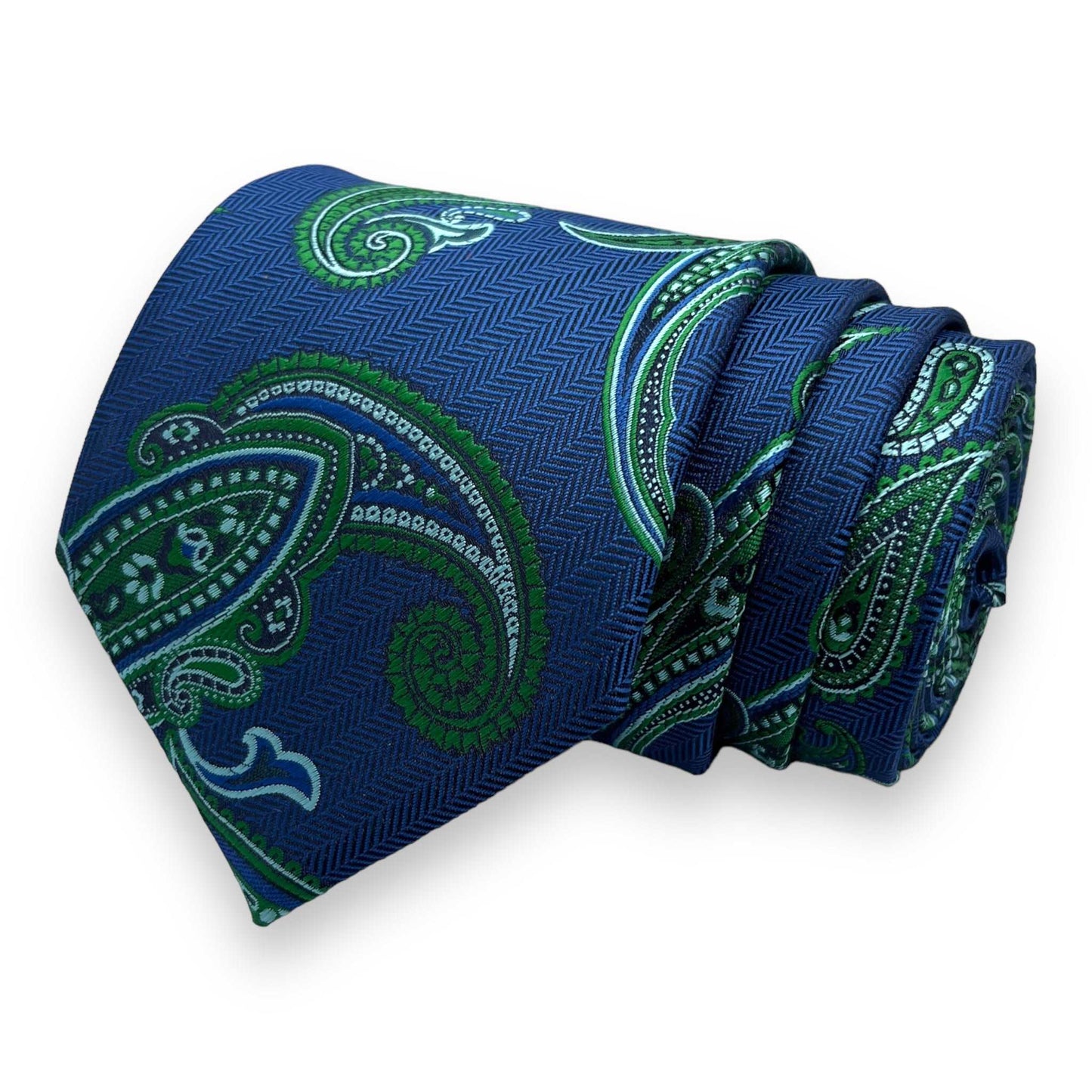 Blue And Green Paisley Tie Combo