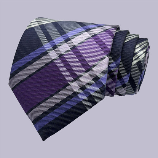 Blue And Purple Plaid Tie