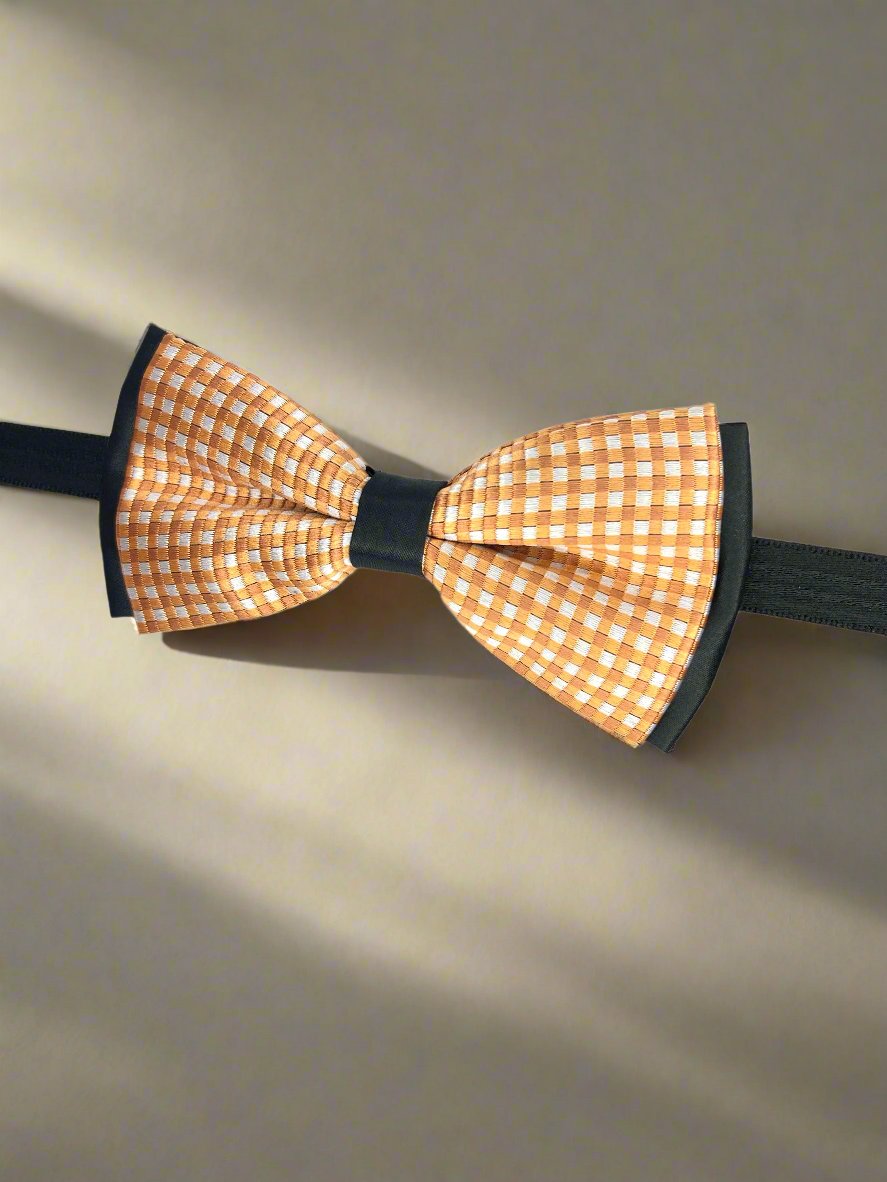 Beige Dotted Double Layered Bowtie