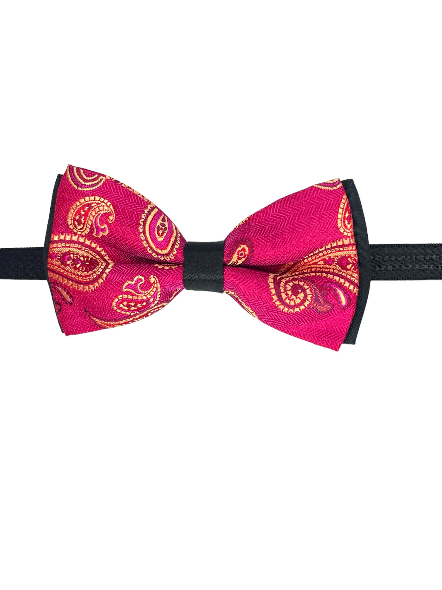 Hot pink Paisley Double Layered Bowtie