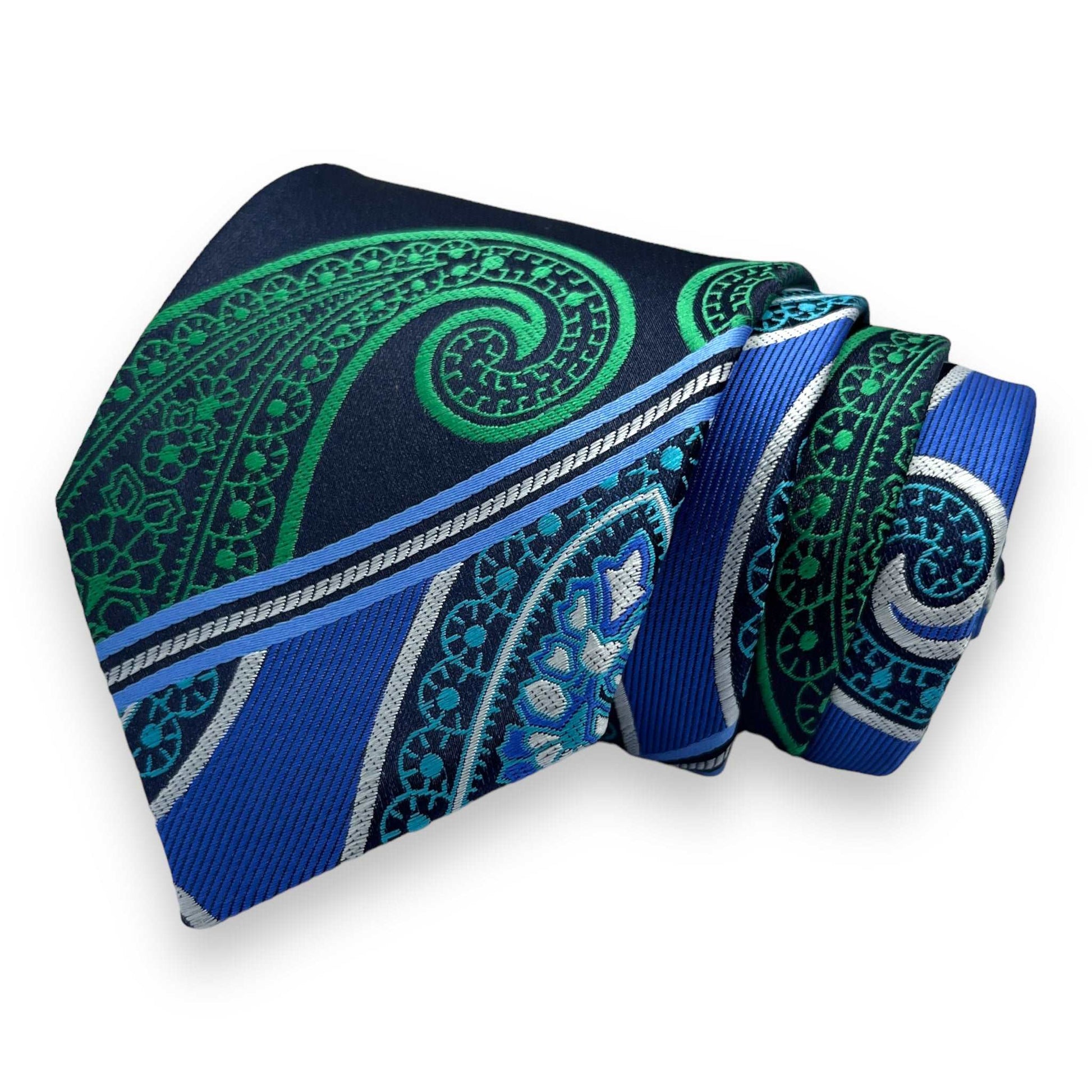 Green And Blue Paisley Tie Combo