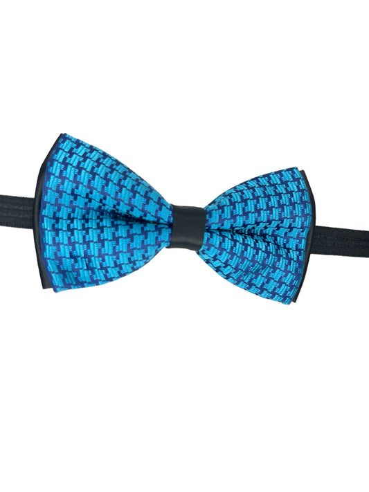 Peacock Blue Houndstooth Design Double Layered Bowtie