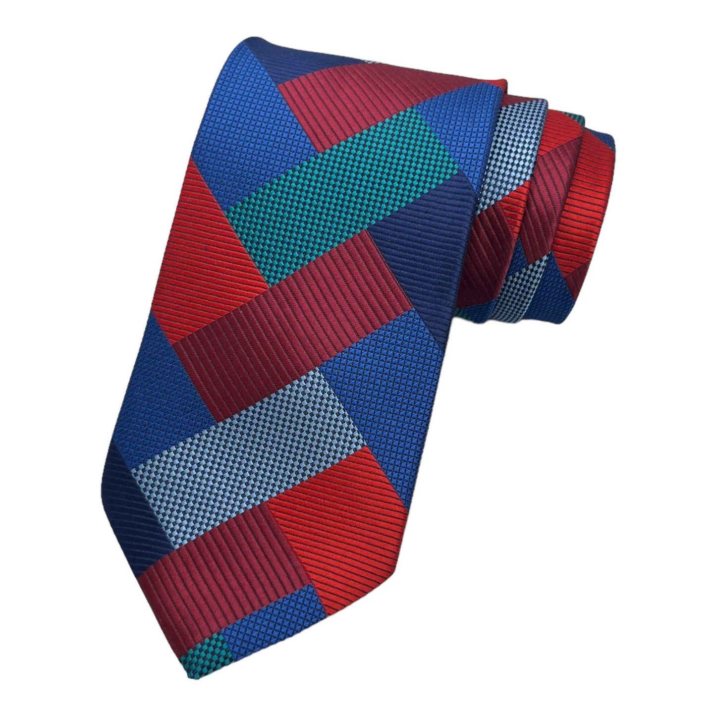 Multicolored Plaid Tie And Pocket Square Combo