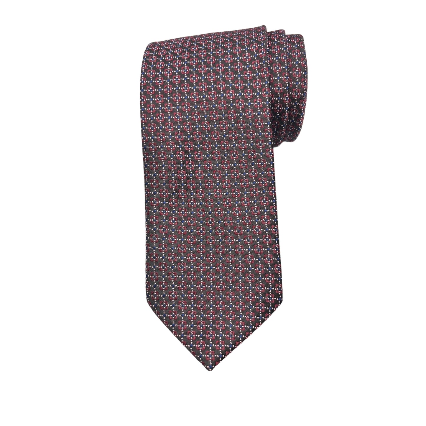 White Circular Burgundy Woollen Tie