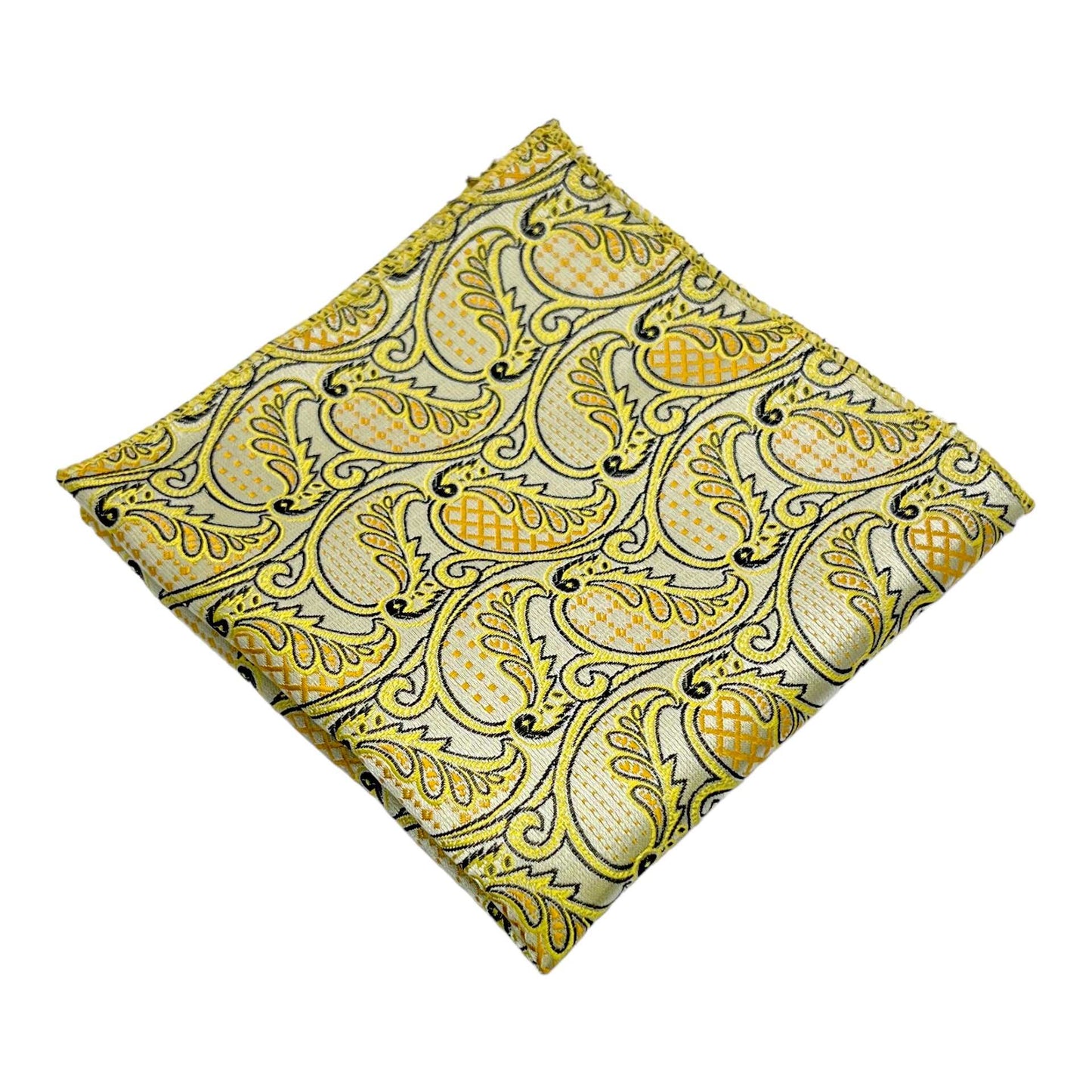 Lemon Yellow Geometric Tie And Pocket Square Combo