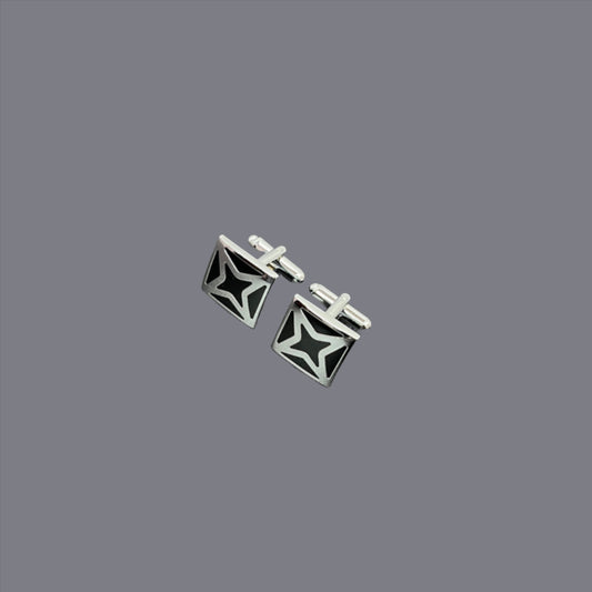 Black Colored Silver Star Cufflinks