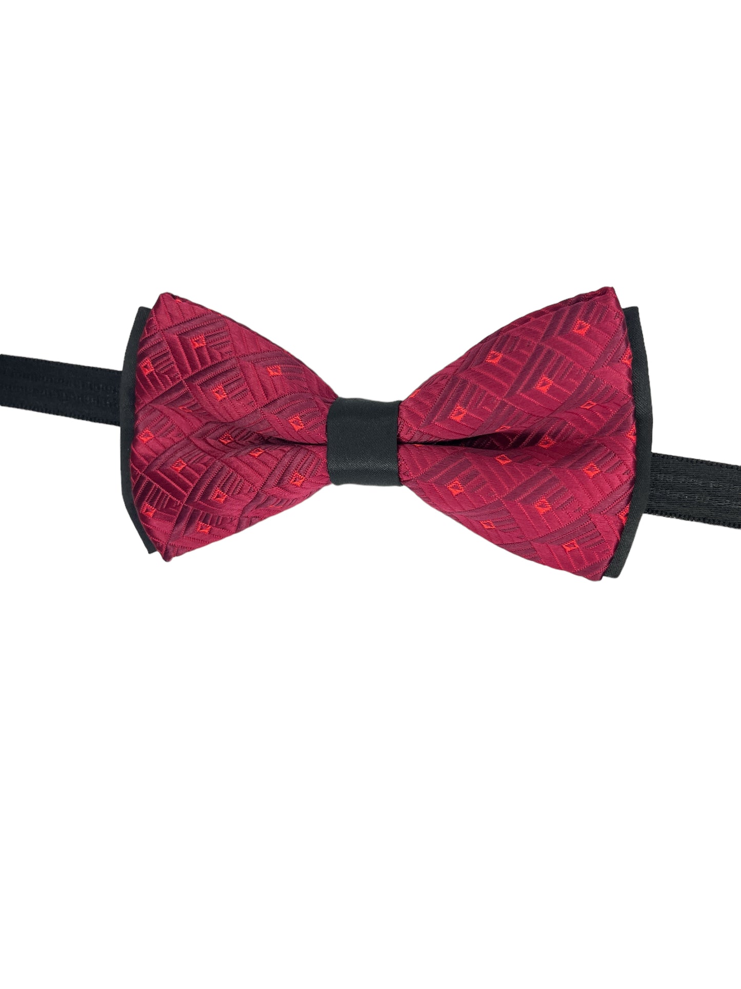 Burgundy Geometric Double Layered Bow tie