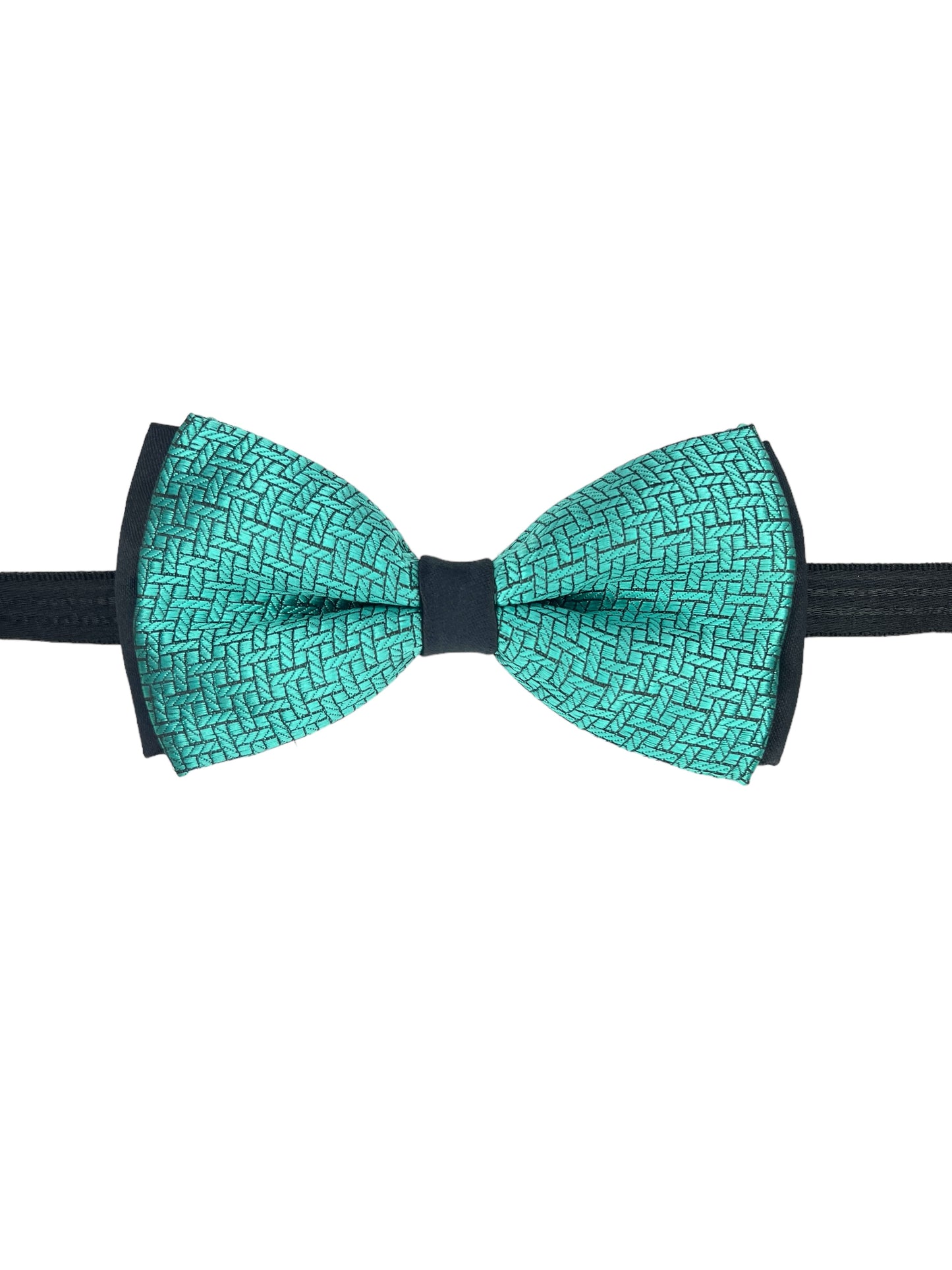 Mint Blue Self Designed Double Layered Bowtie