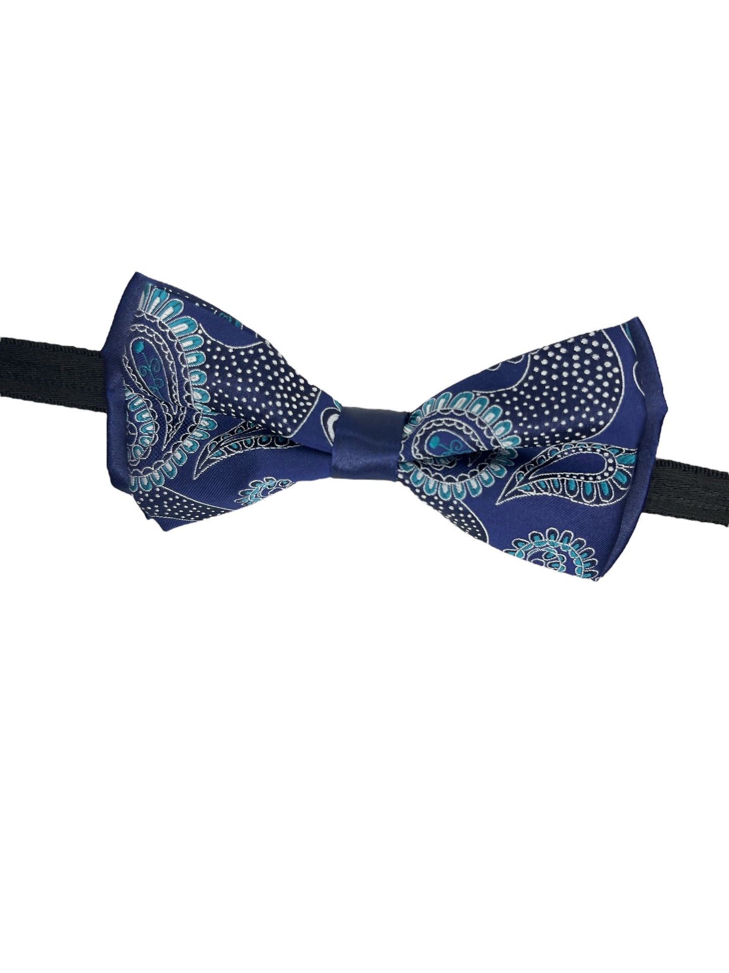 Blue And Teal Paisley Double Layered Bowtie