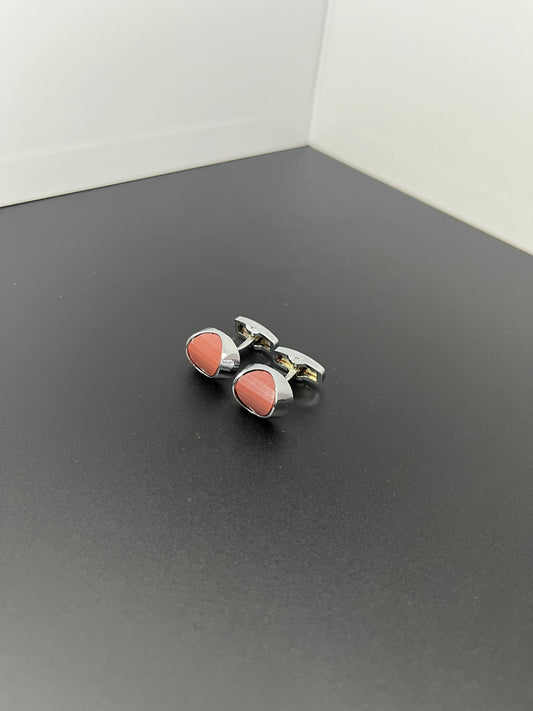 Corel Stone Silver Plated Cufflinks