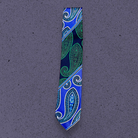 Green Paisley Blue Tie