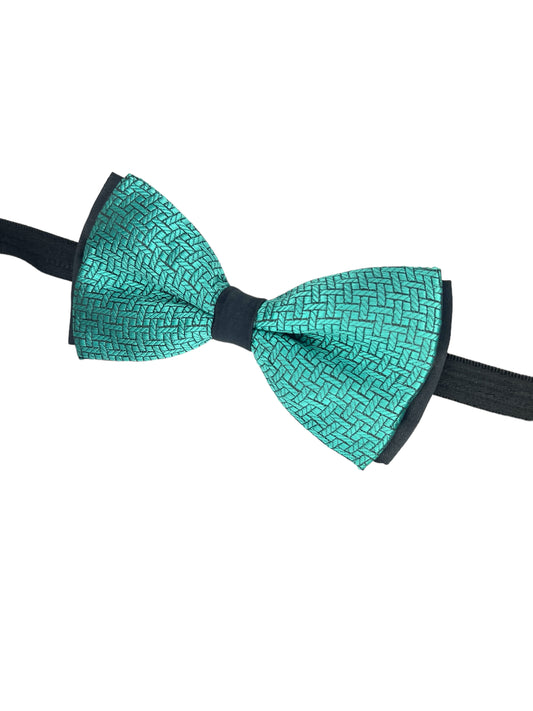 Mint Blue Self Designed Double Layered Bowtie