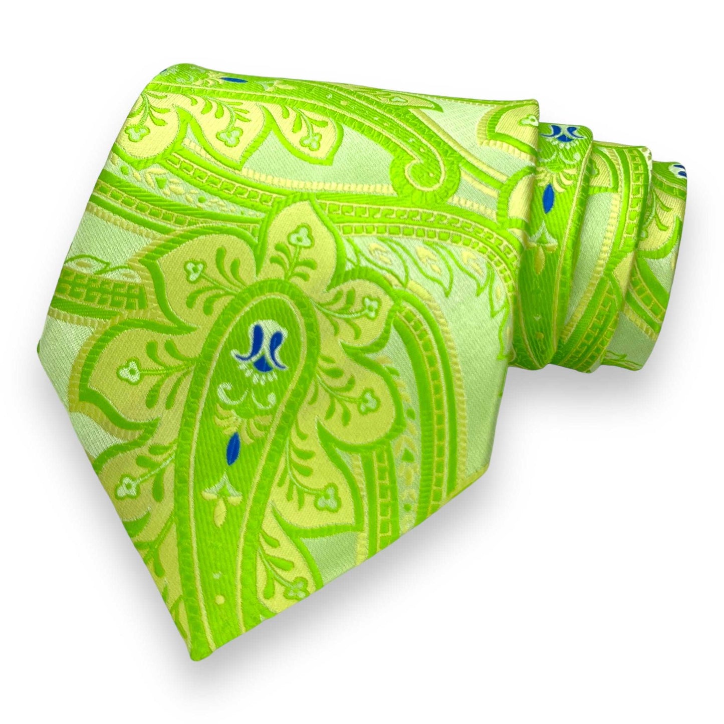 Neon Green Big Paisley Tie Combo