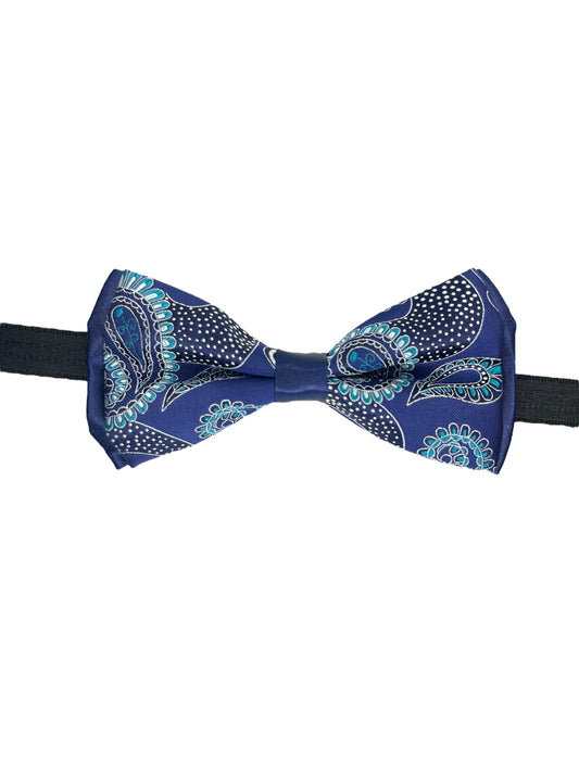 Blue And Teal Paisley Double Layered Bowtie