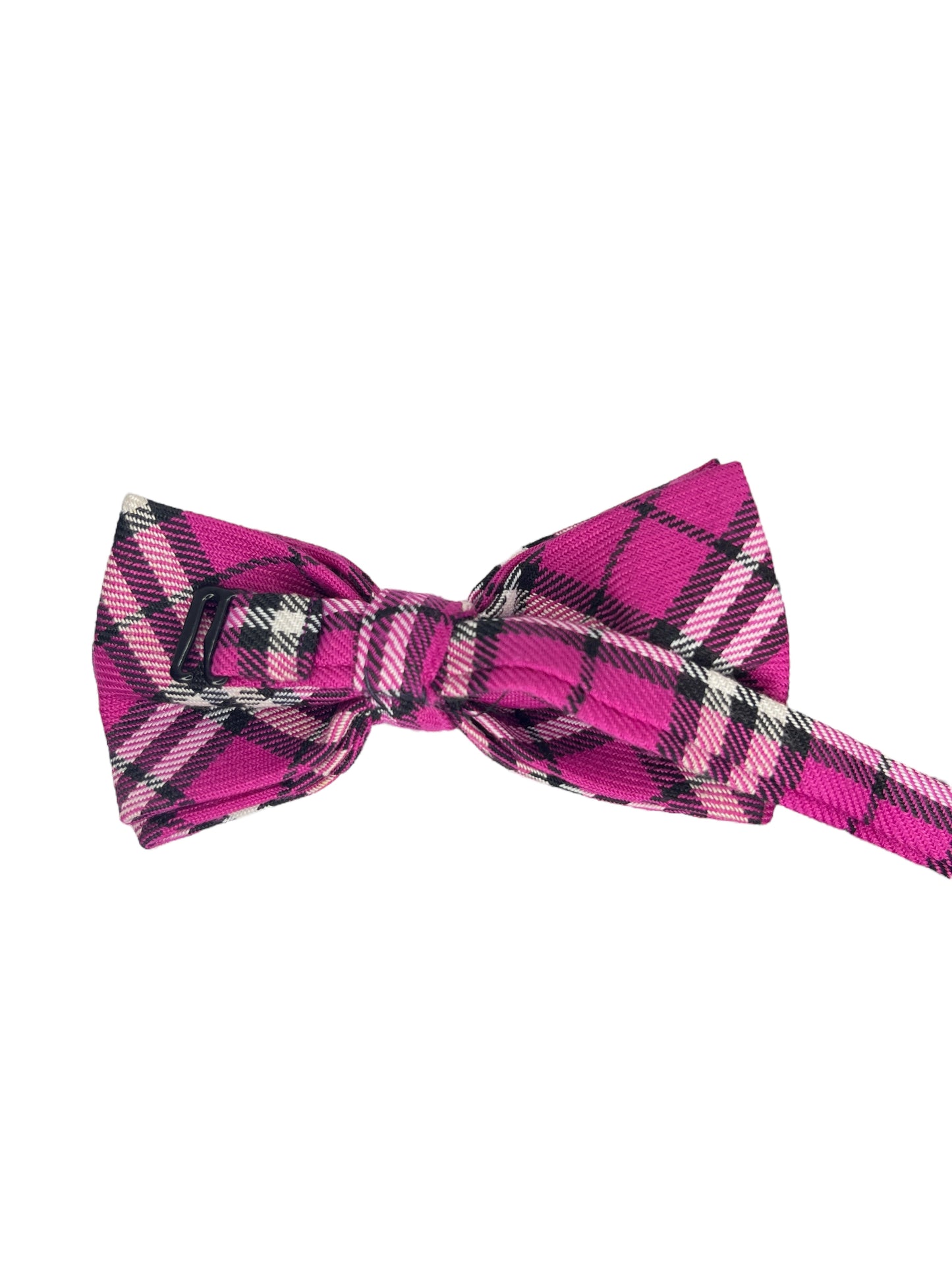 Magenta Check Double Layered Bowtie