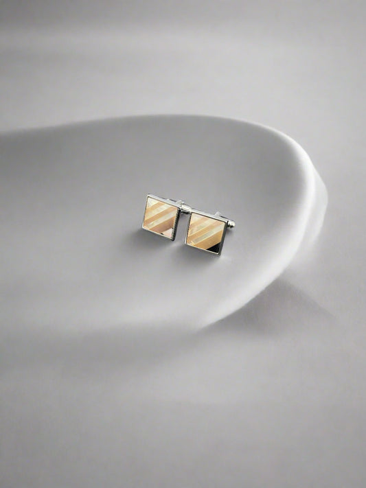 Peach Stripes Mother Of Pearl Cufflinks