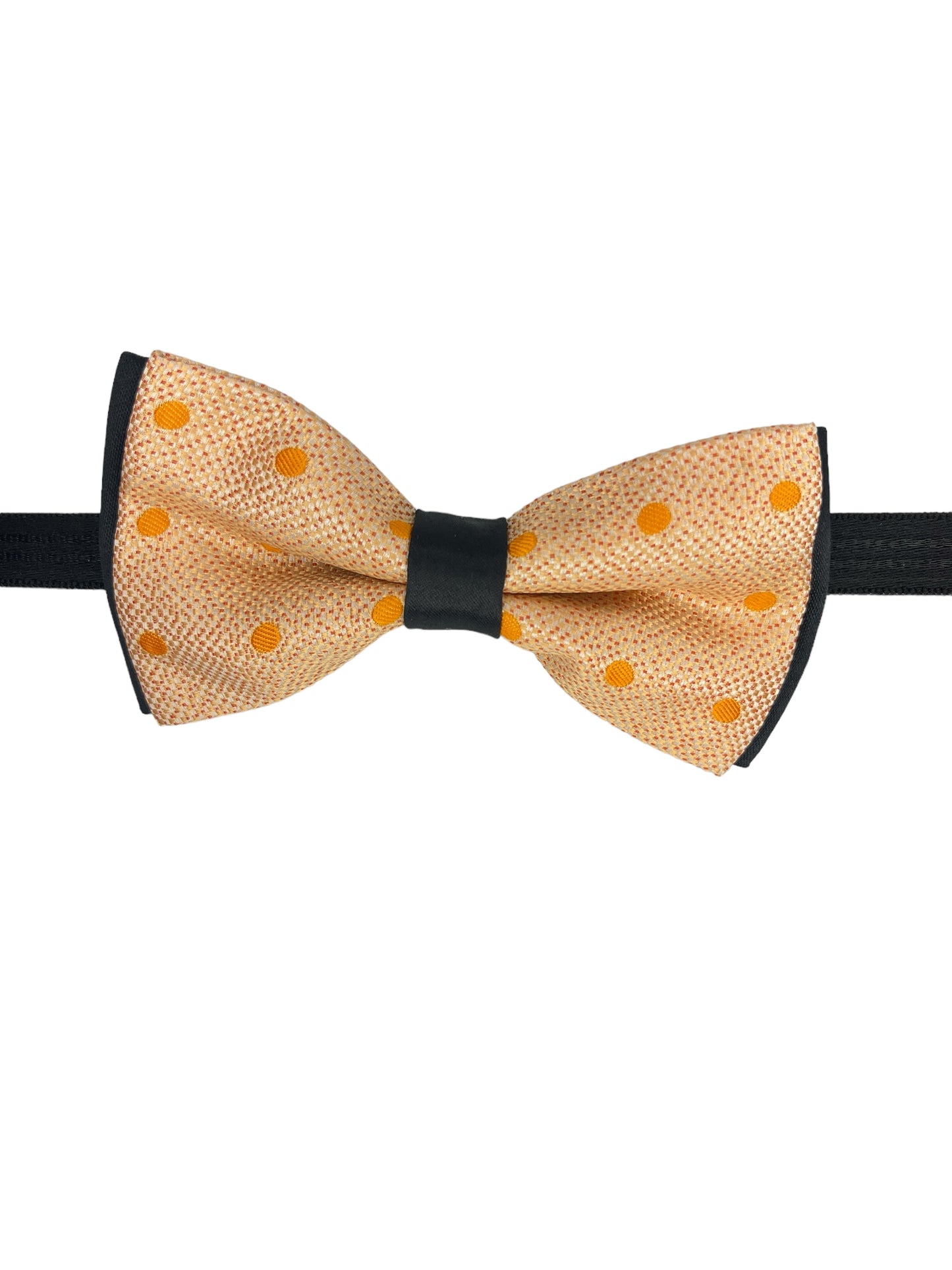 Peach Polka Dot Double Layered Bowtie