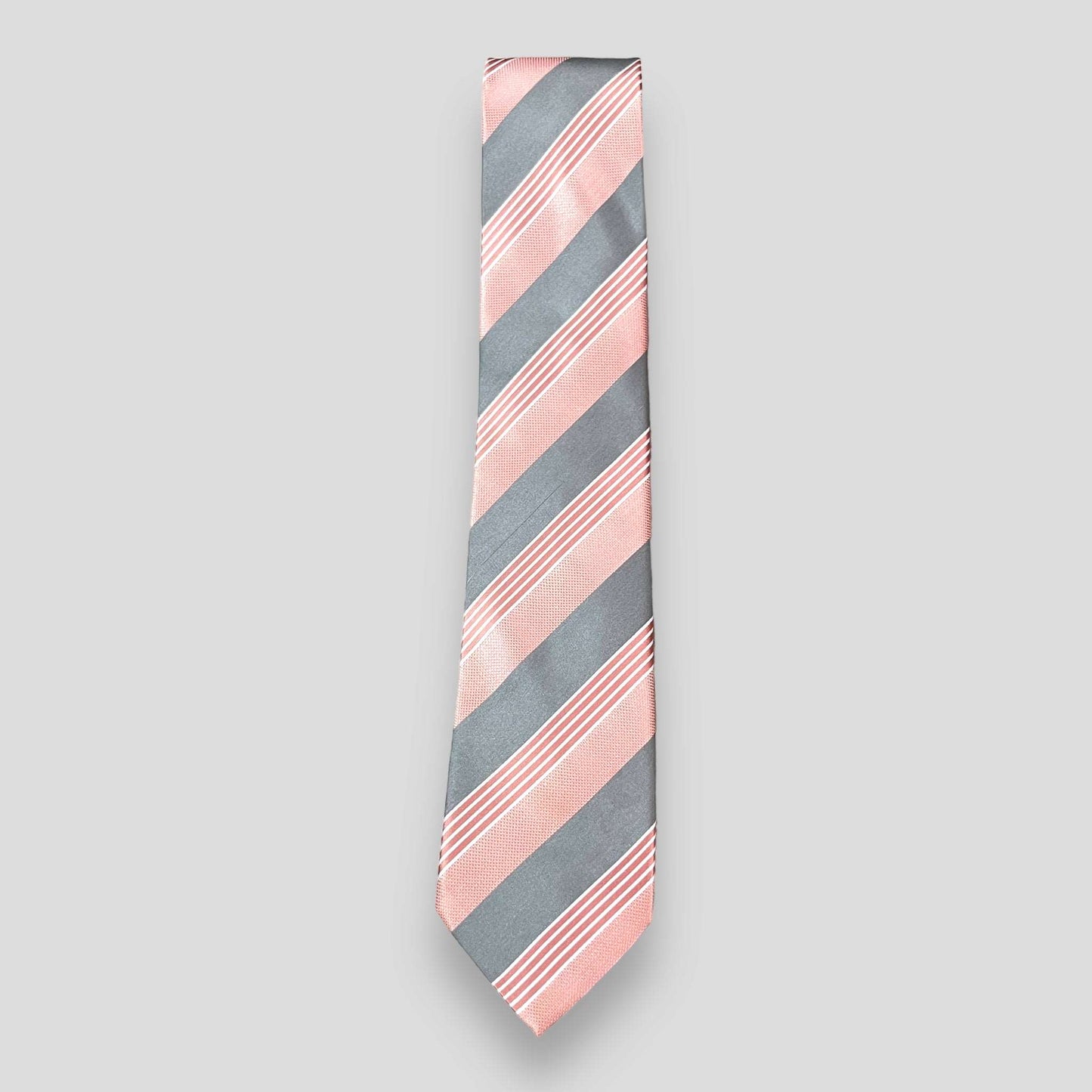 Peach And Grey Stripe Tie