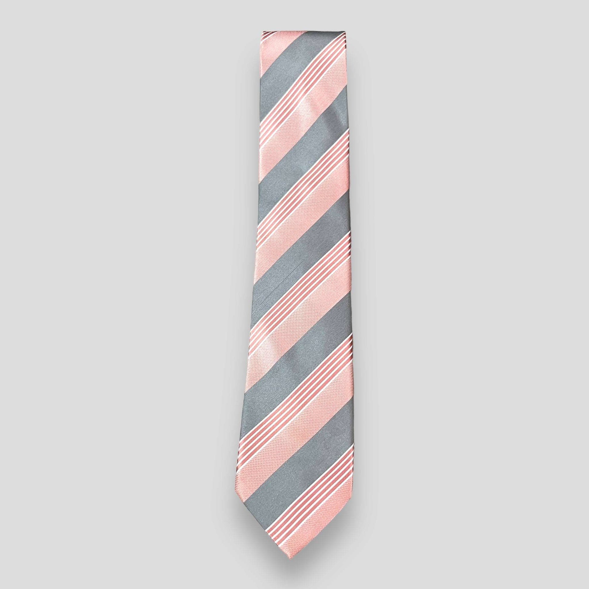 Peach And Grey Stripe Tie