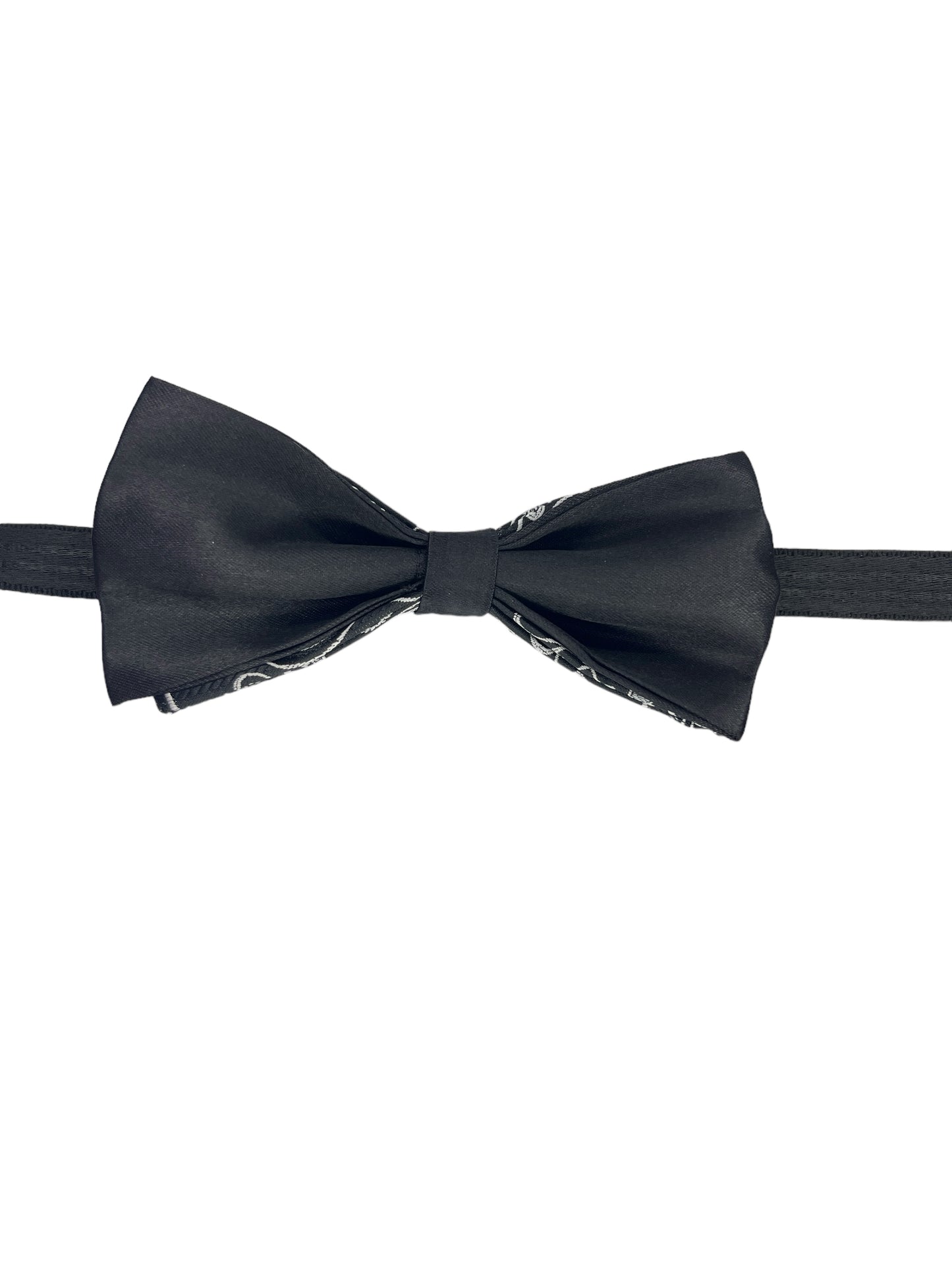 Black And White Paisley Double Layered Bowtie