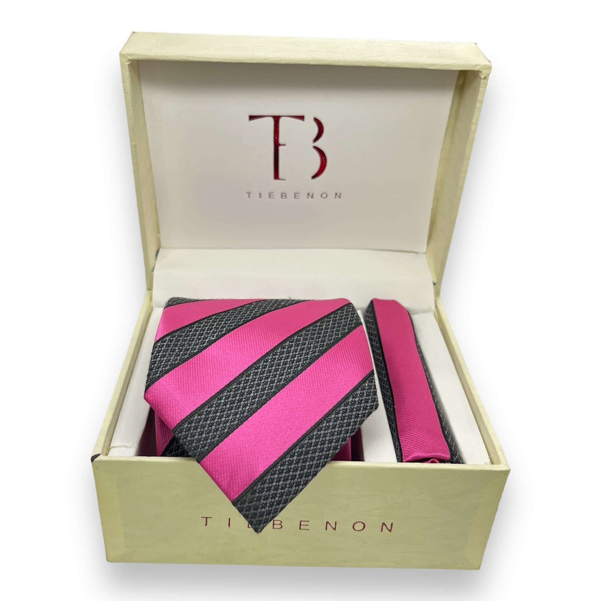 Pink And Grey Stripe Tie Combo