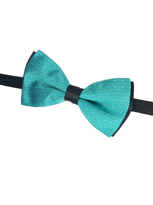 Mint Blue Self Designed Double Layered Bowtie