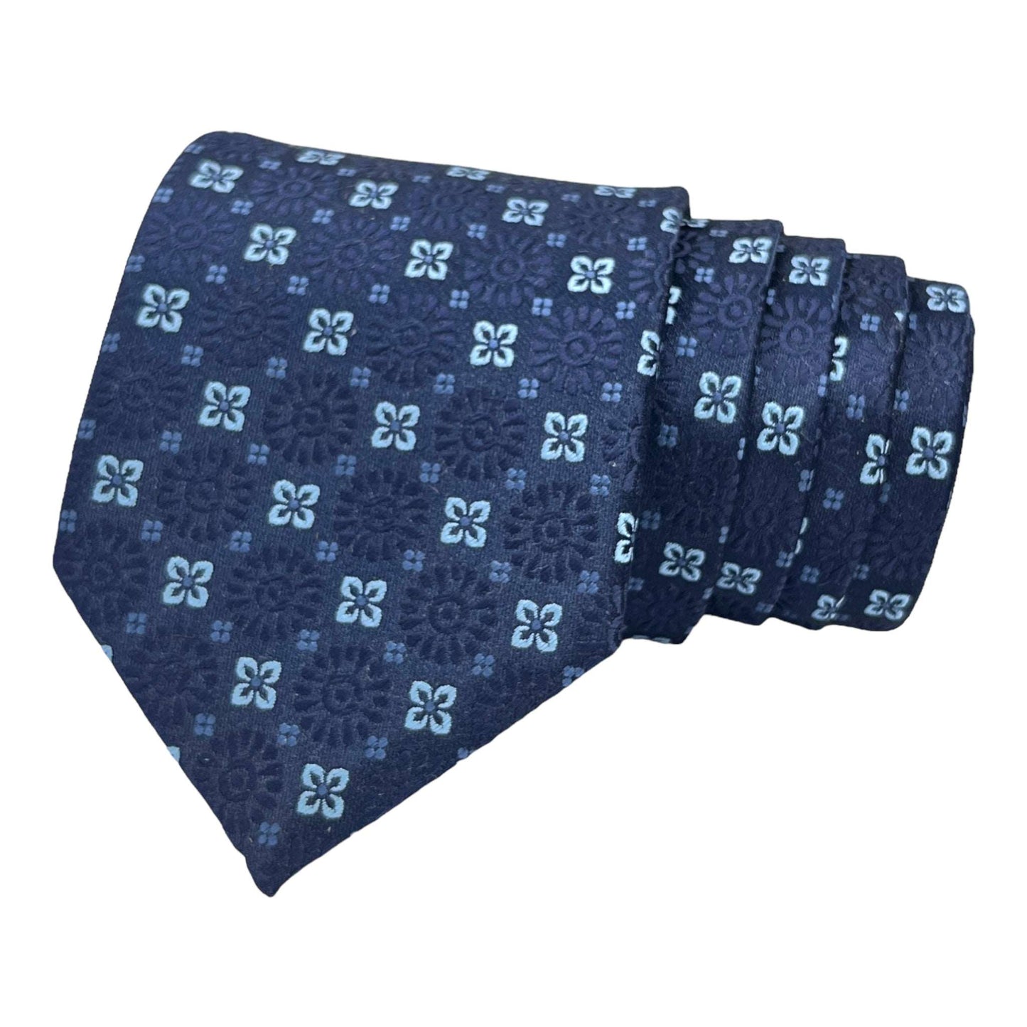 Blue Geometric Tie And Pocket Square Combo