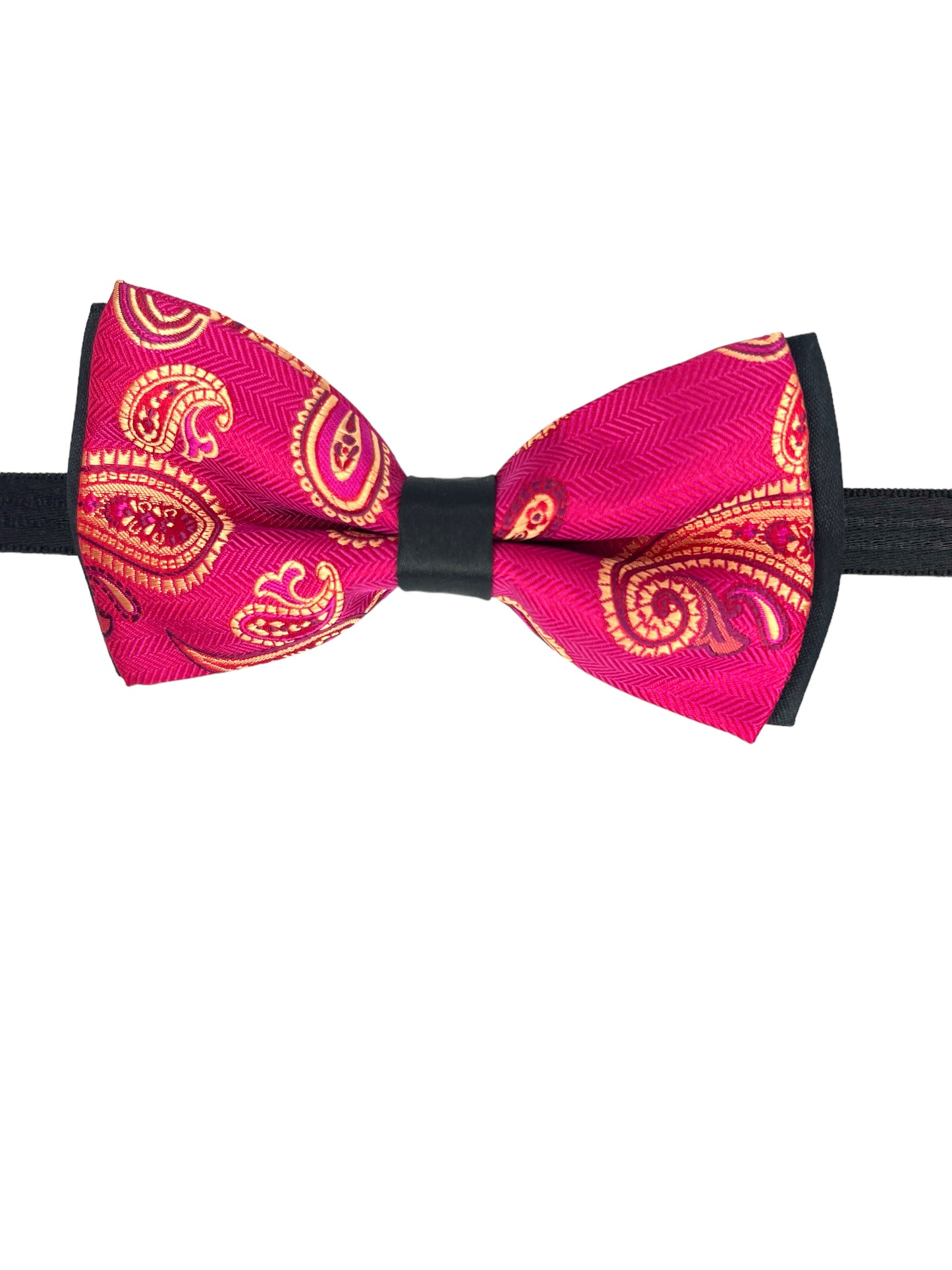 Hot pink Paisley Double Layered Bowtie