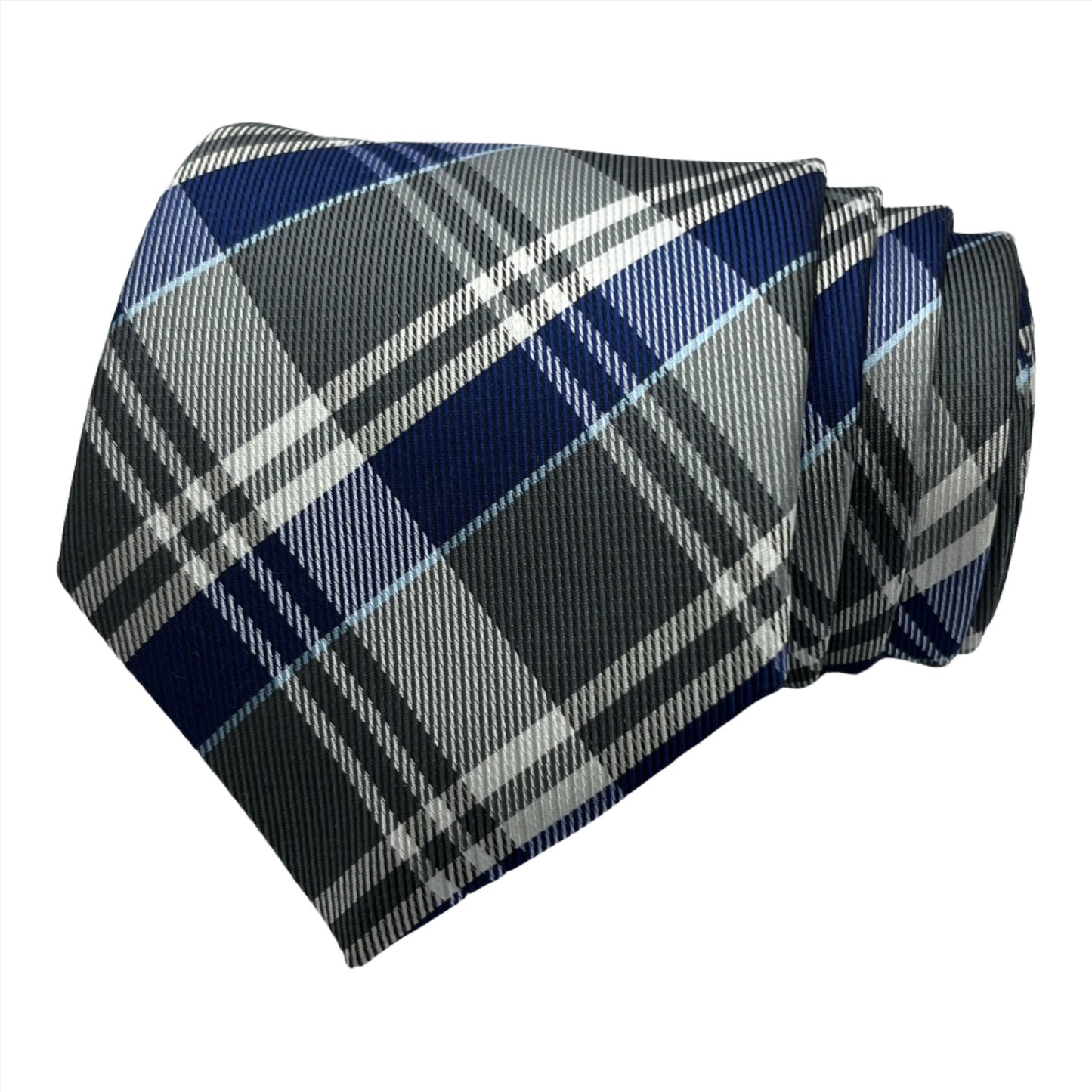 Grey And Blue Plaid Tie