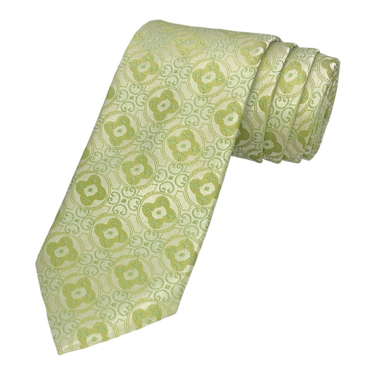 Sage Green Geometric Tie And Pocket Square Combo