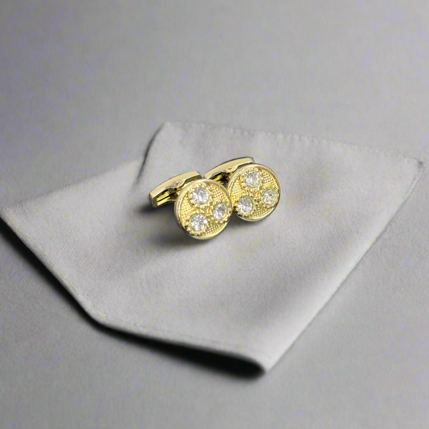 Trinity Zircon Studded Round Cufflinks