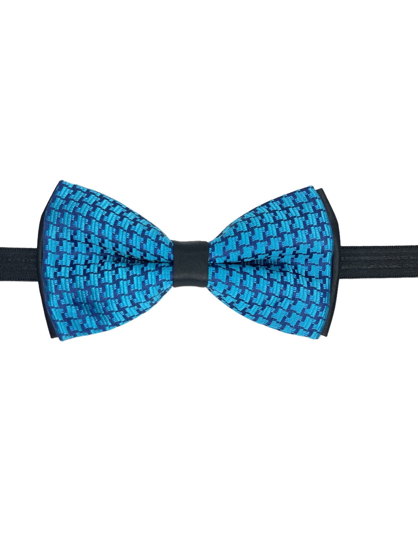 Peacock Blue Houndstooth Design Double Layered Bowtie