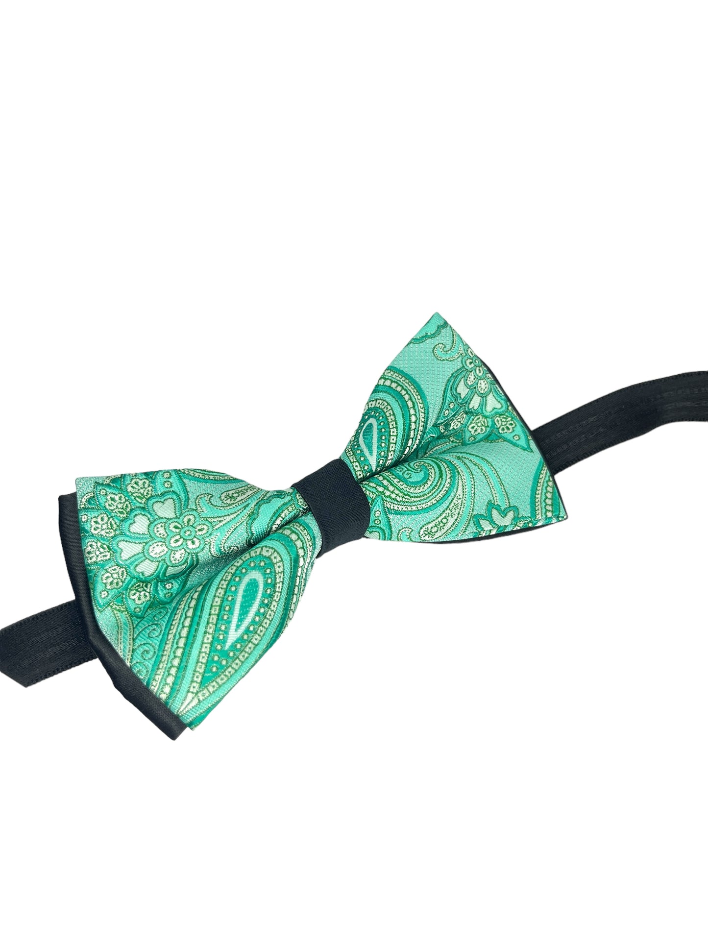 Sea Green Paisley Double Layered Bowtie