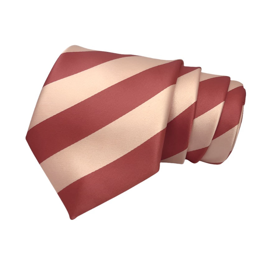 Peach And Rust Stripe Tie Combo