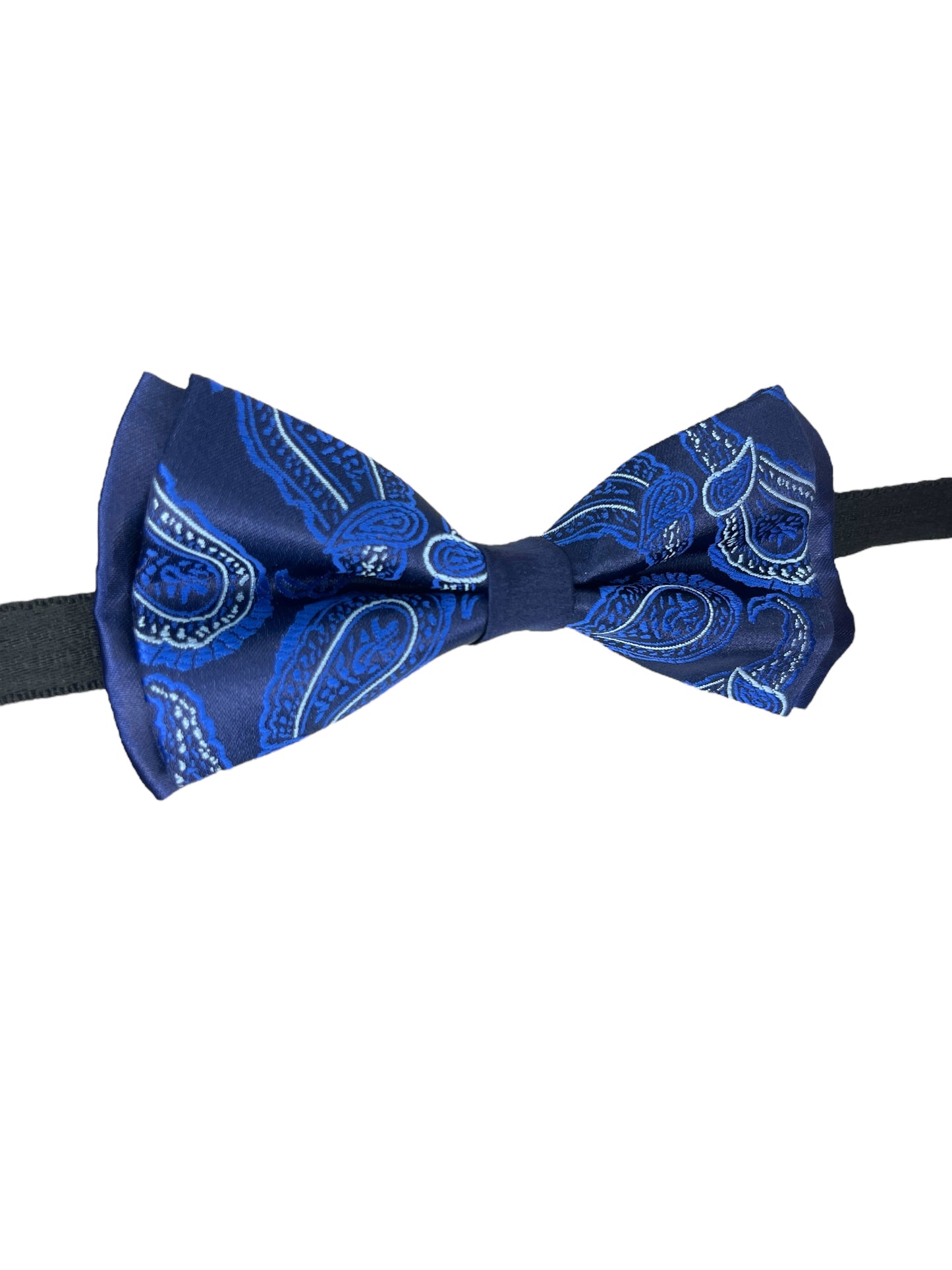 Blue Paisley Double Layered Bowtie