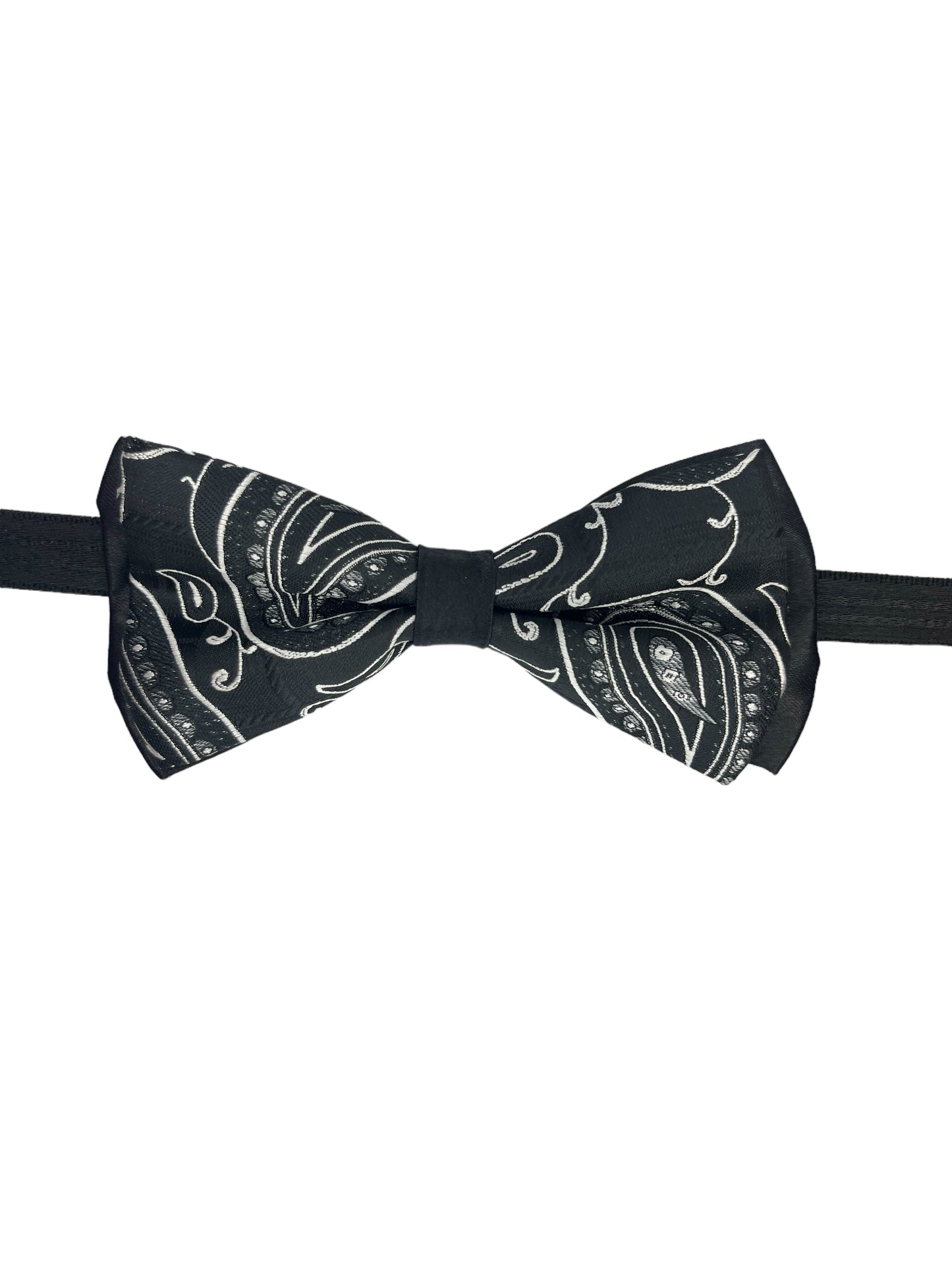 Black And White Paisley Double Layered Bowtie