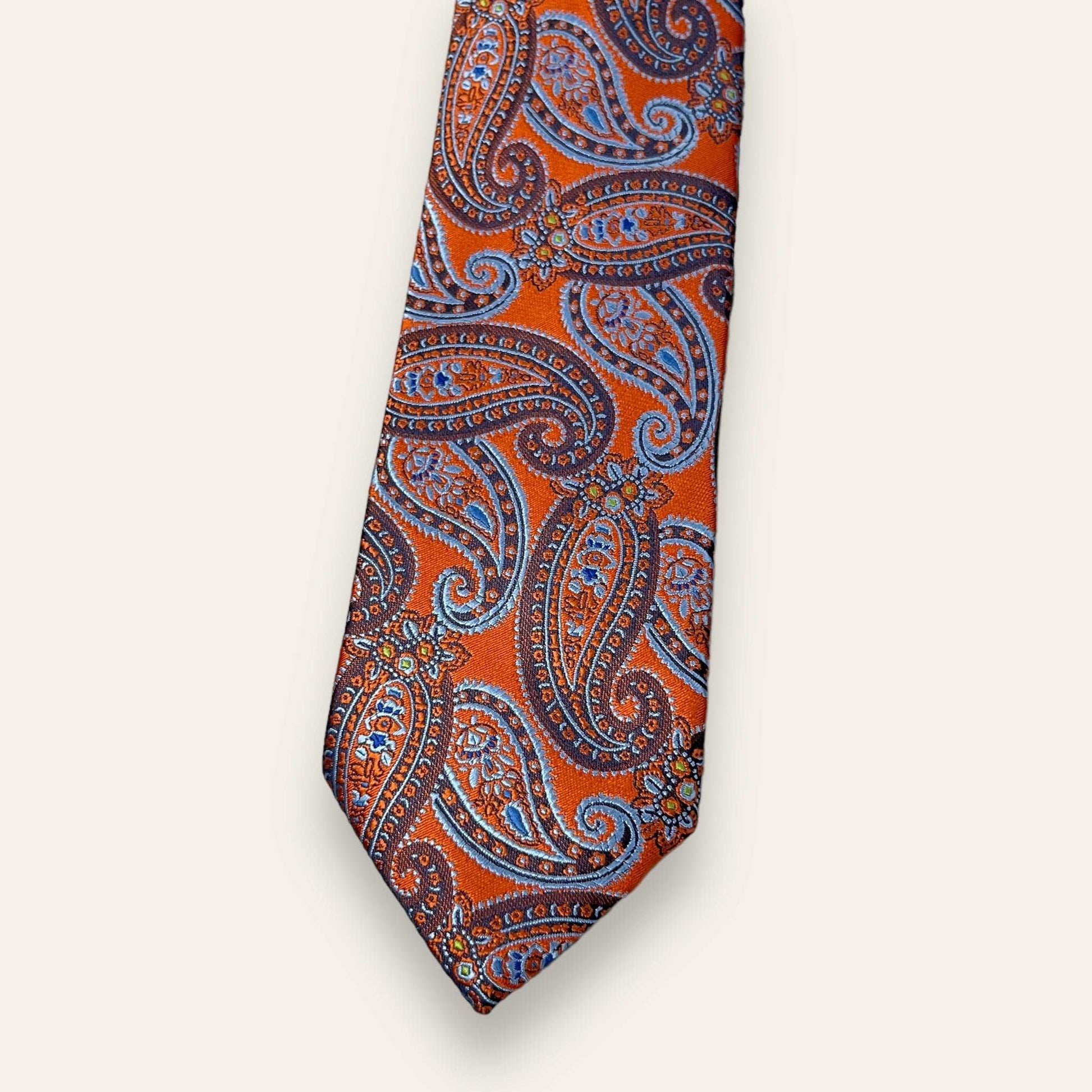 Orange And Blue Paisley Tie