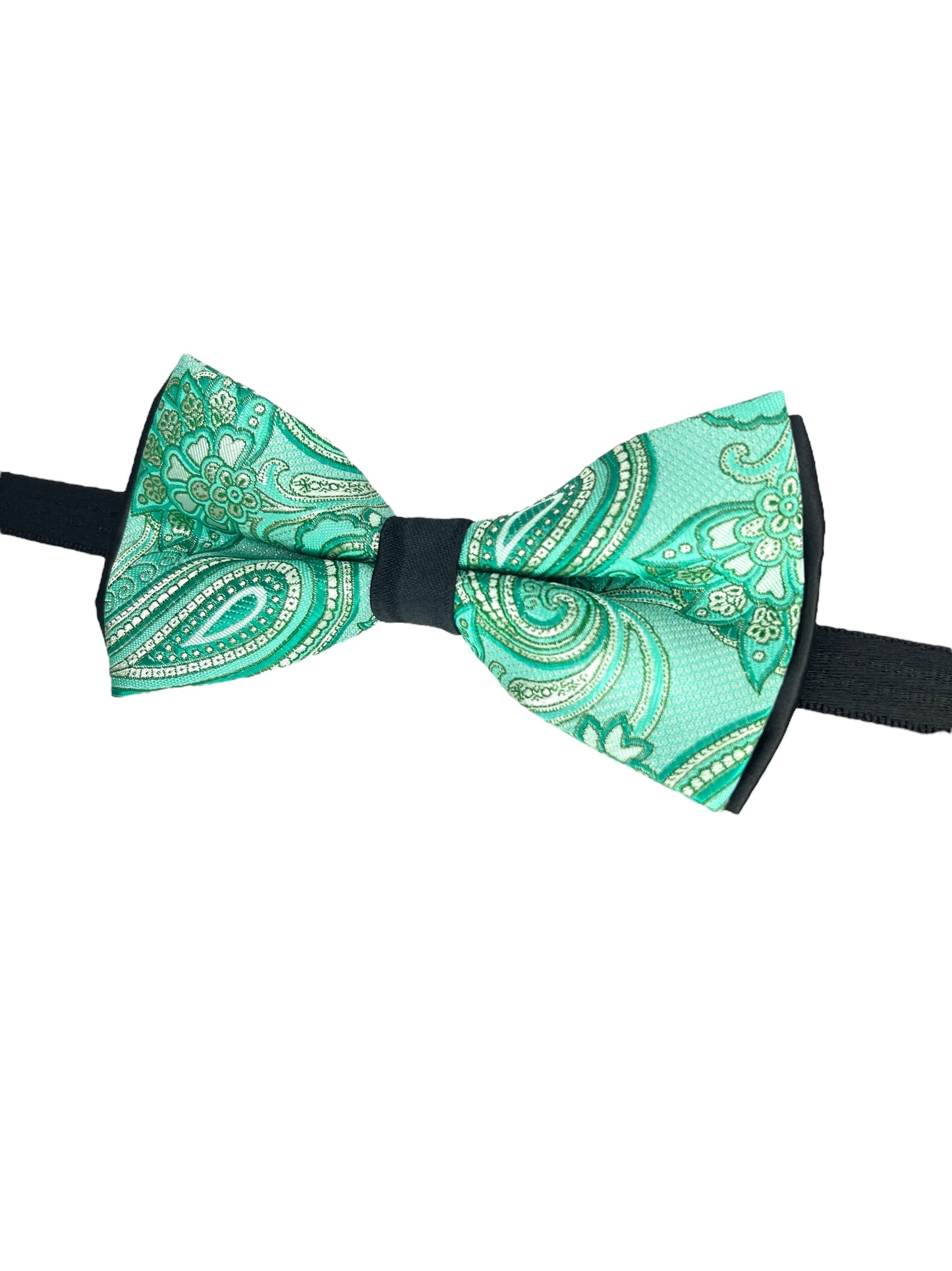 Sea Green Paisley Double Layered Bowtie