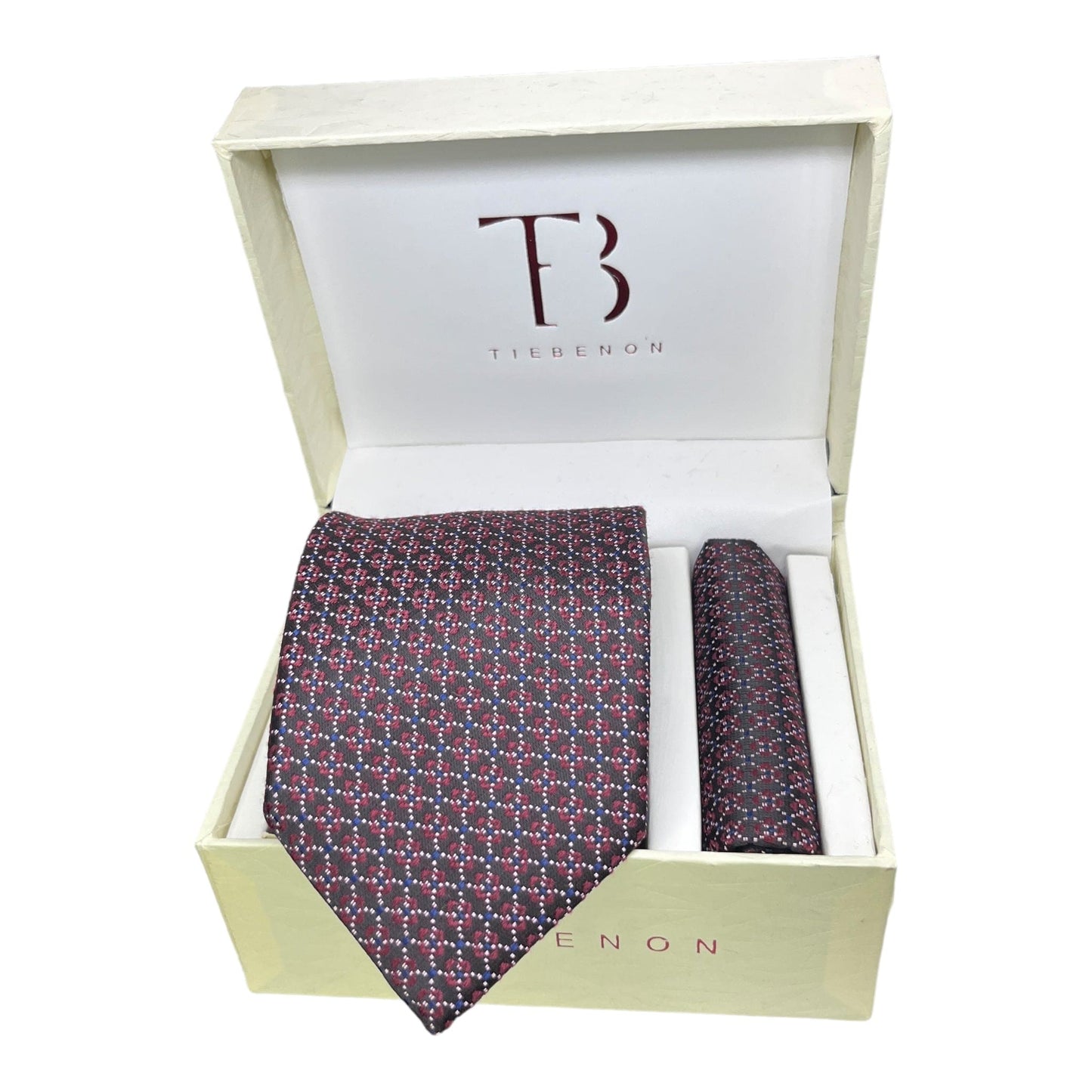 White Circular Burgundy Woollen Tie