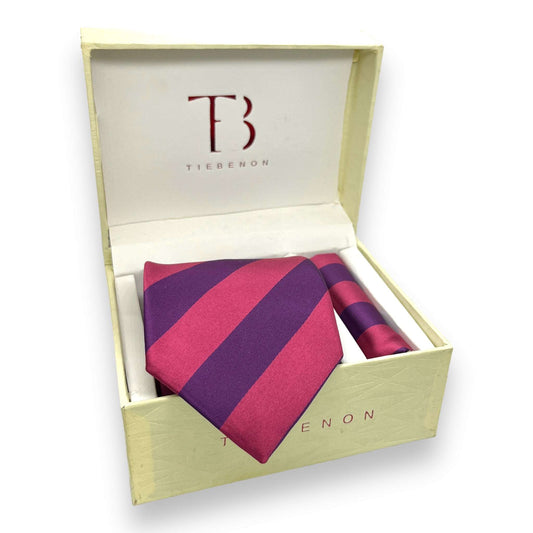 Magenta And Purple Wine Stripe Tie Combo