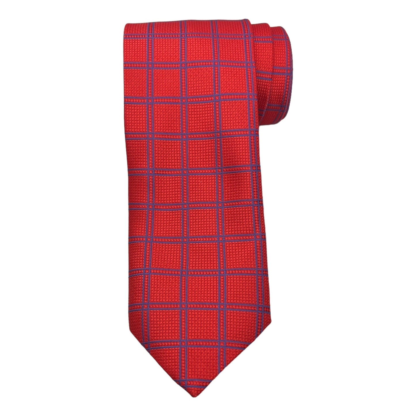 Red Check Tie And Pocket Square Combo