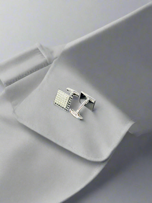 Black And White Studded Stones Cufflinks