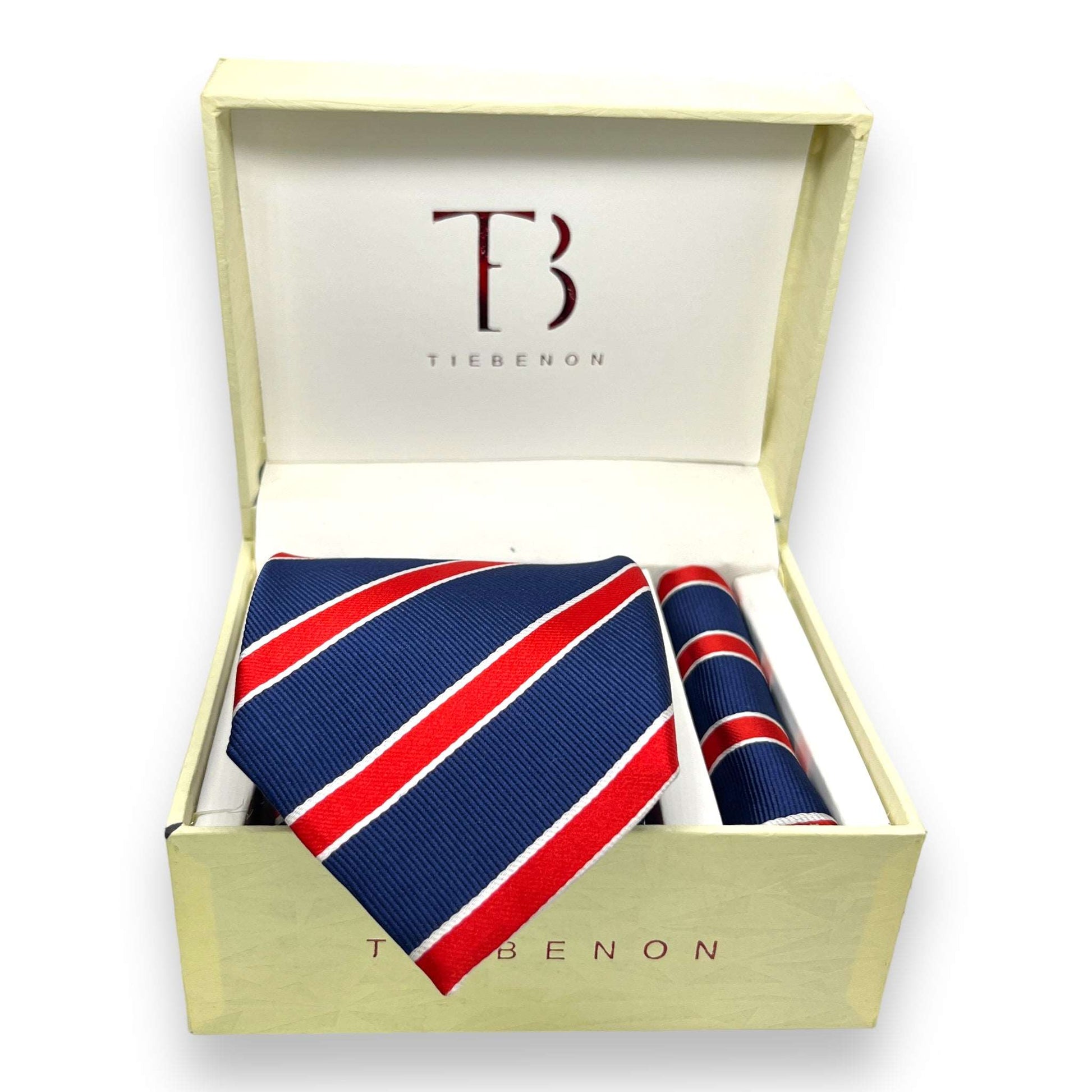 Blue And Red Stripe Tie Combo