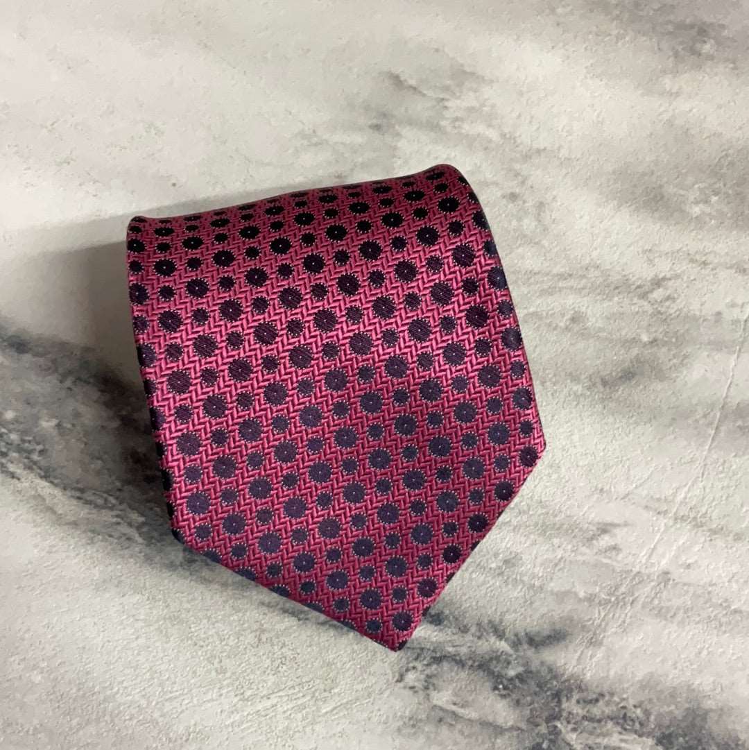 Pink And Black Dotted Tie