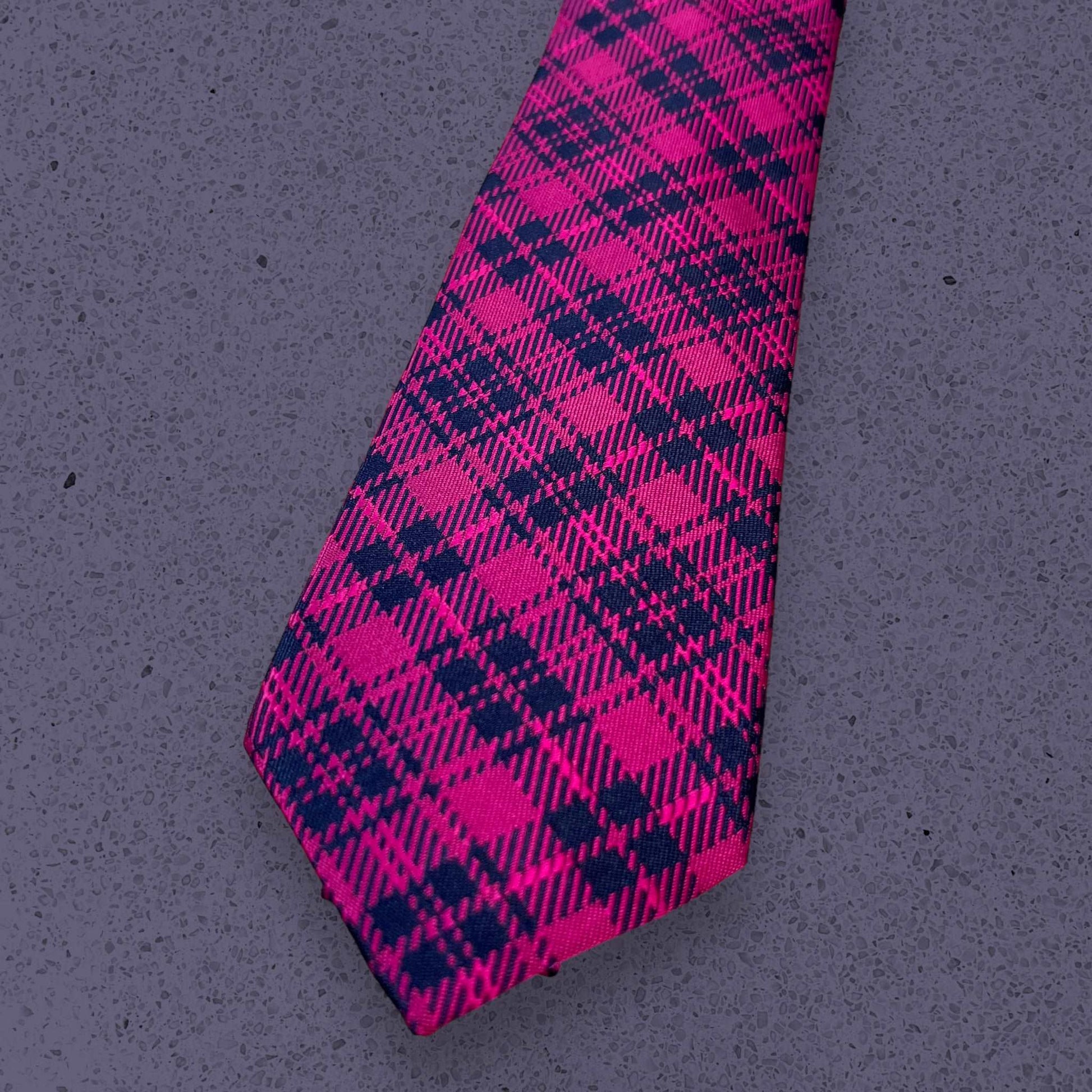 Dark Pink Plaid Tie